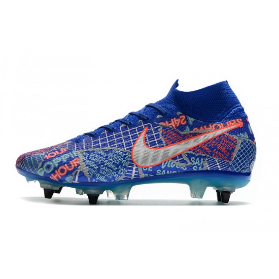 Kopačky Nike Mercurial Superfly 7 Elite SG-PRO AC Modrý oranžový Stříbro 39-45