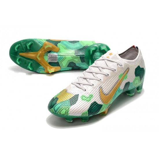 Kopačky Nike Mercurial Vapor 13 Elite FG Bílá Zelená Zlato 39-45