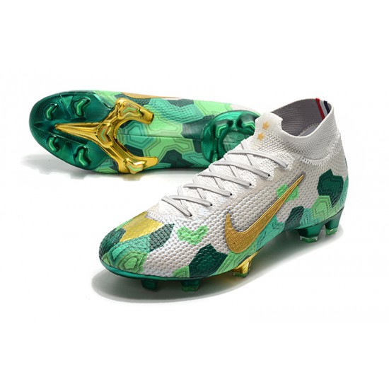 Kopačky Nike Superfly 7 Elite SE FG Bílá Zelená Zlato 35-45